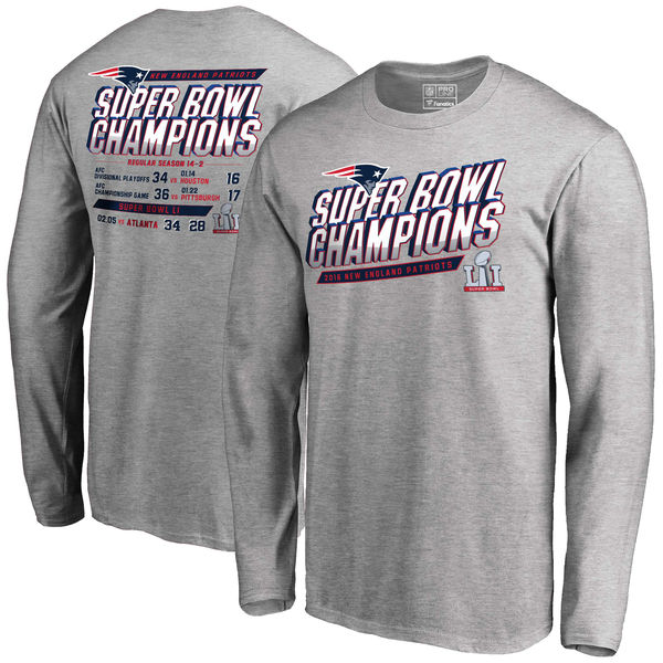 New England Patriots Pro Line by Fanatics Branded Super Bowl LI Champions Schedule Long Sleeve T-Shirt - Heathered Gray